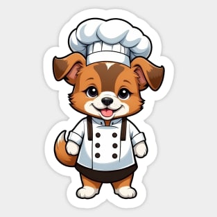 Cute Chef Dog Cartoon Illustration Sticker